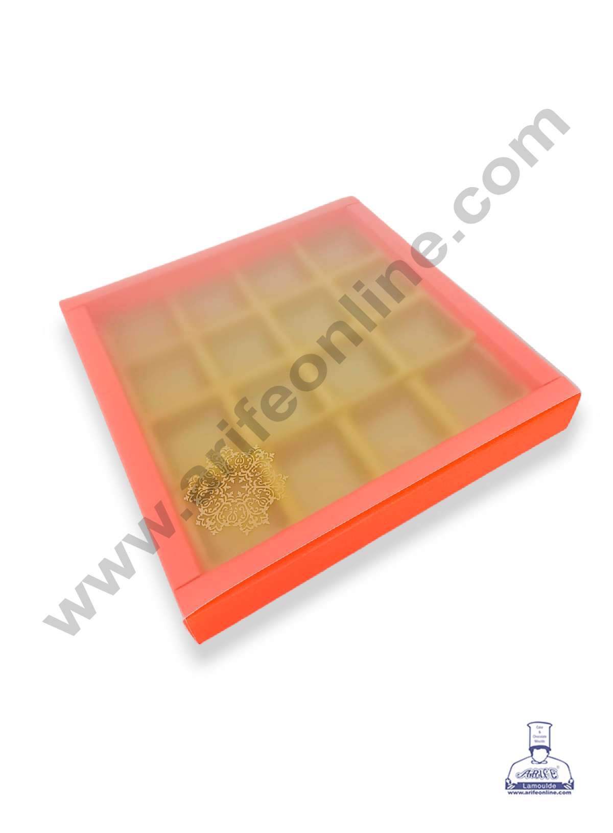 16 Cavity Chocolate Box with Sliding Cover & Cavity ( 10 Piece Pack ) - Orange (MOQ 12 PACK) (IDD)