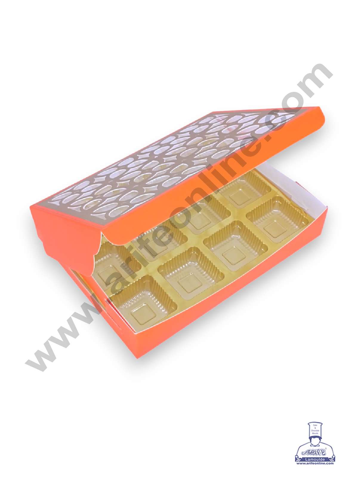 12 Cavity Chocolate Box with Cavity & Cutout Window Without Handle ( 10 Piece Pack ) - Orange (MOQ 12 PCK) (AMD)