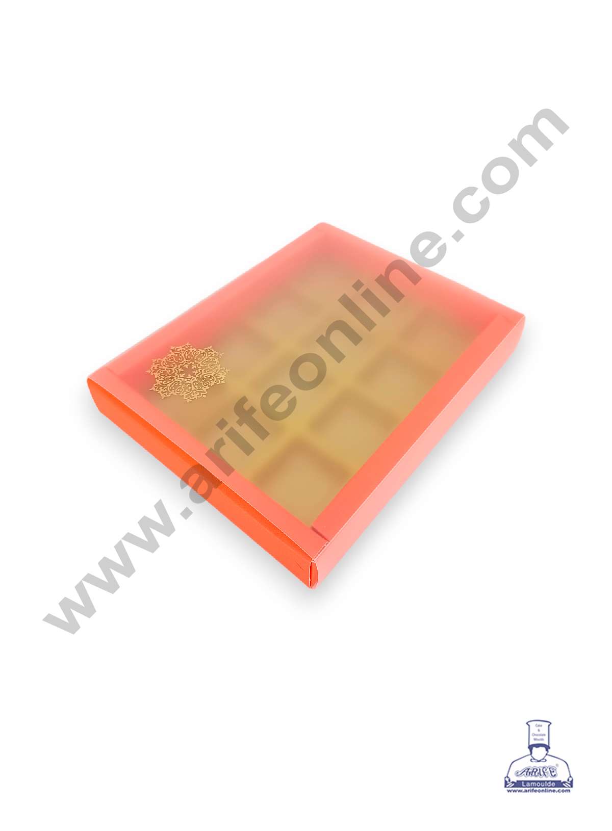 12 Cavity Chocolate Box with Sliding Cover & Cavity ( 10 Piece Pack ) - Orange (MOQ 12 PACK) (RUD)