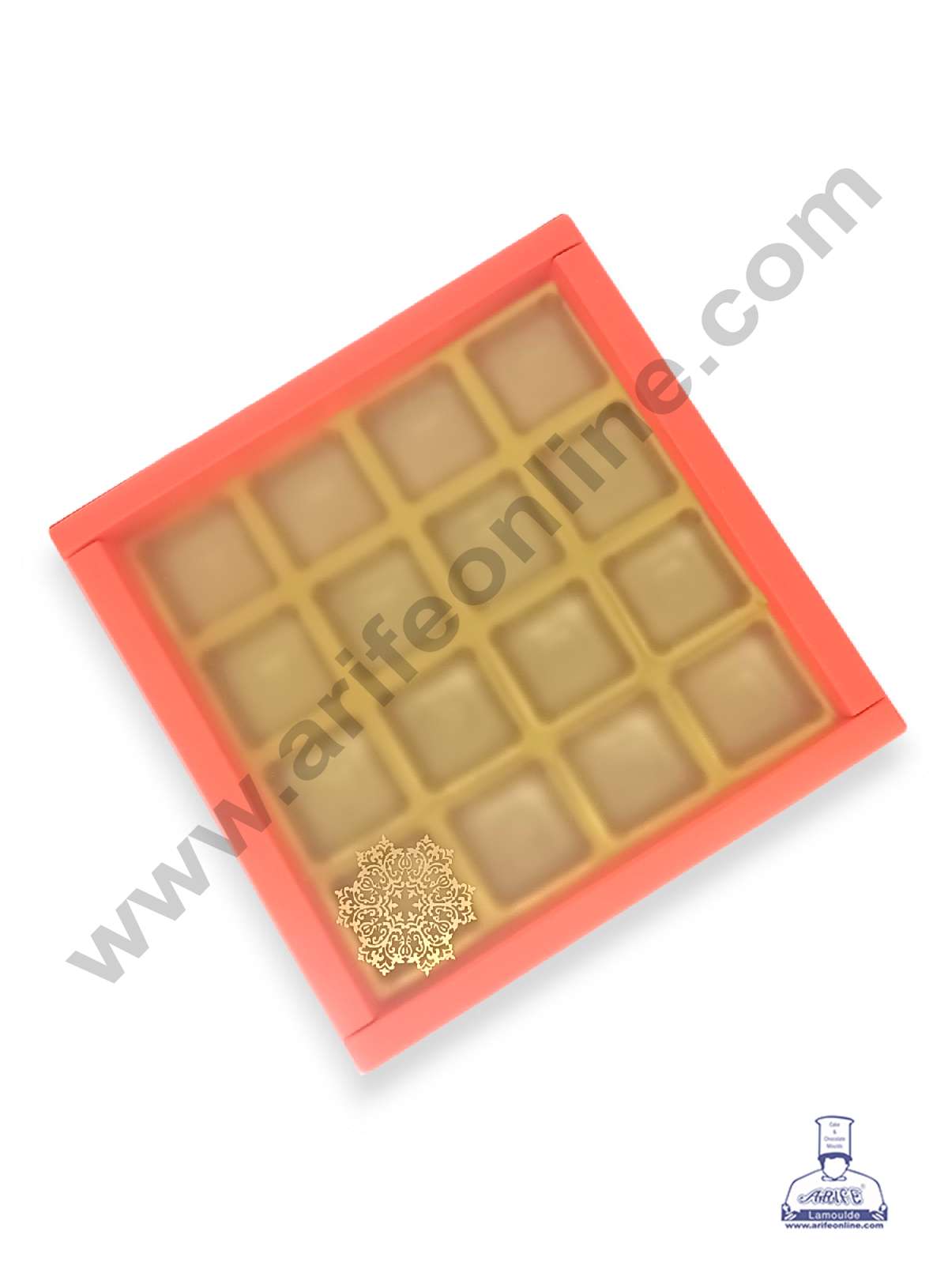 16 Cavity Chocolate Box with Sliding Cover & Cavity ( 10 Piece Pack ) - Orange (MOQ 12 PACK) (IDD)