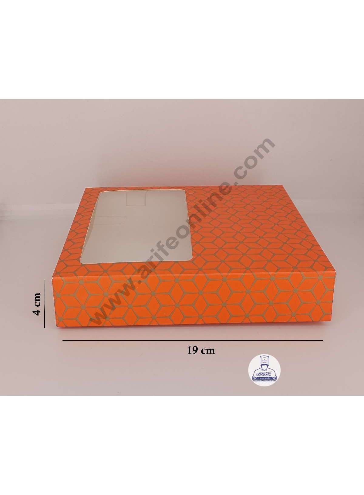 16 Cavity 3D Cube Print Chocolate Box with Cavity, Clear Window & Handle ( 10 Piece Pack ) - Orange (MOQ 12 PACK) (RDD)