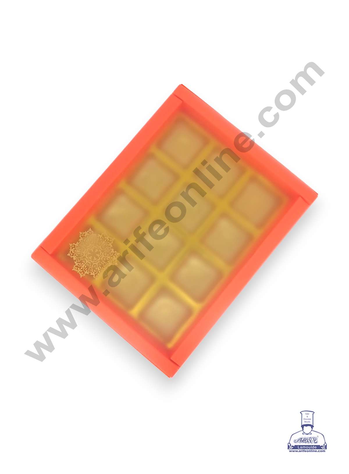 12 Cavity Chocolate Box with Sliding Cover & Cavity ( 10 Piece Pack ) - Orange (MOQ 12 PACK) (RUD)