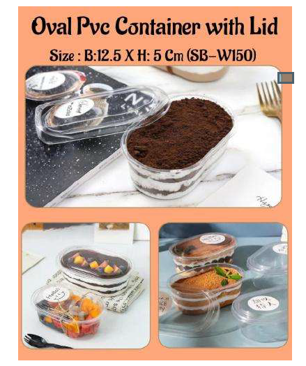 Oval Pvc Container With Lid (B:12.5 X H: 5Cm) (SB-W150) (MOQ 100 PCS) (AI)