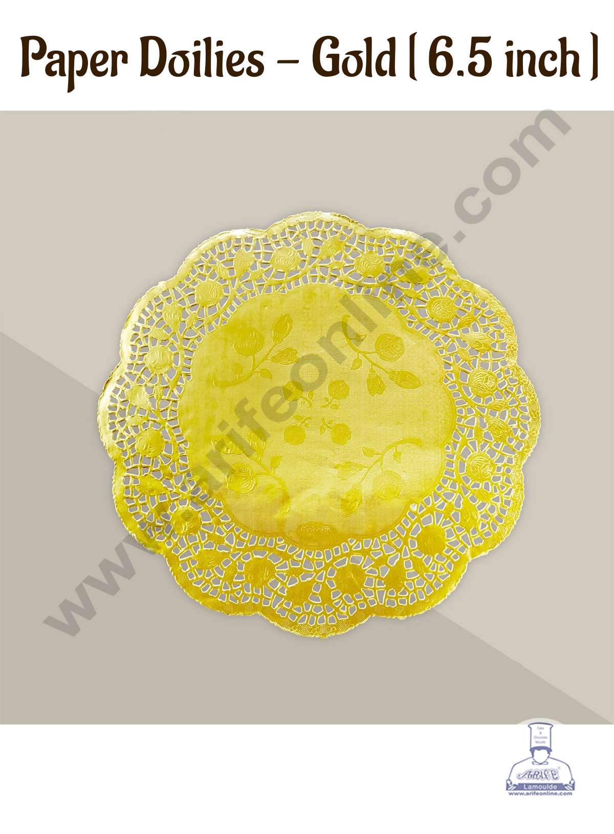 6.5 inch Paper Doilies | Round Placemats | Decorative Accessories | Disposable Paper Mats - Gold (100 pcs Pack) (MOQ 12 PACK)