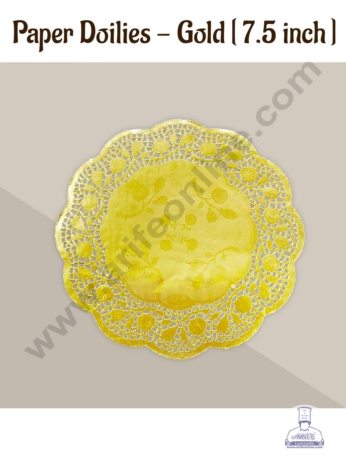 7.5 inch Paper Doilies | Round Placemats | Decorative Accessories | Disposable Paper Mats - Gold (100 pcs Pack) (MOQ 12 PACK)
