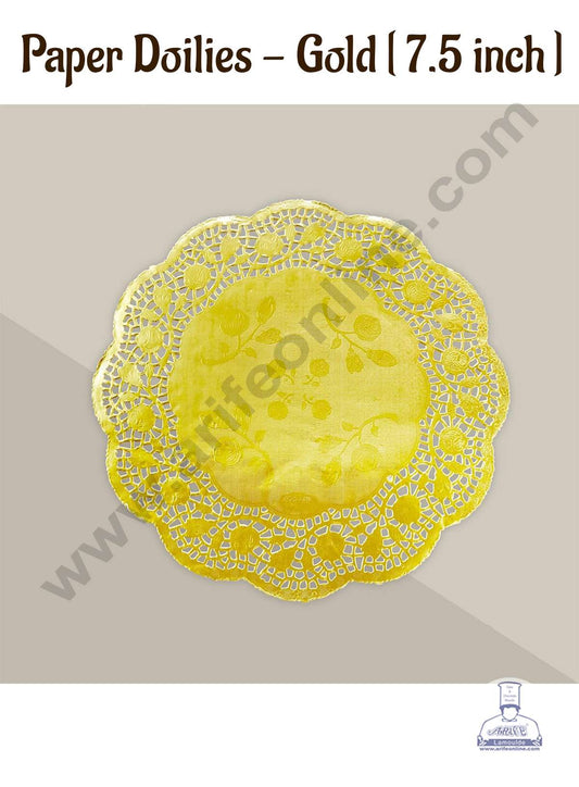7.5 inch Paper Doilies | Round Placemats | Decorative Accessories | Disposable Paper Mats - Gold (100 pcs Pack) (MOQ 12 PACK)