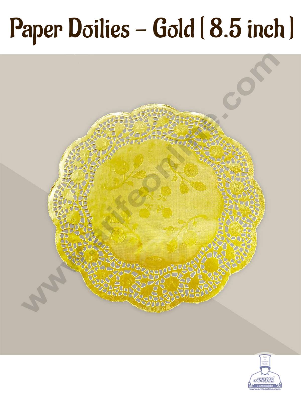 8.5 inch Paper Doilies | Round Placemats | Decorative Accessories | Disposable Paper Mats - Gold (100 pcs Pack) (MOQ 12 PACK)