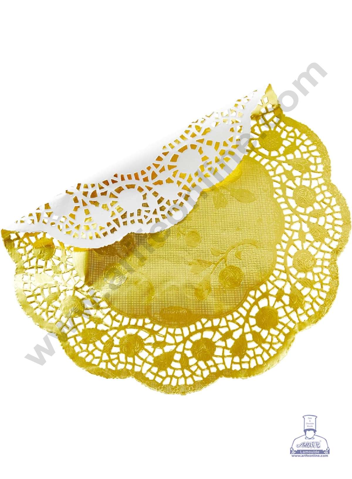 6.5 inch Paper Doilies | Round Placemats | Decorative Accessories | Disposable Paper Mats - Gold (100 pcs Pack) (MOQ 12 PACK)