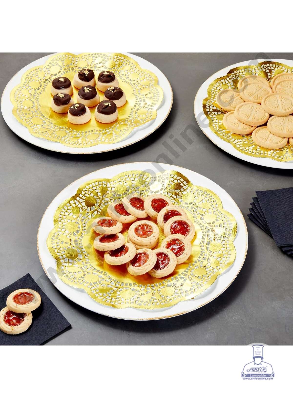 6.5 inch Paper Doilies | Round Placemats | Decorative Accessories | Disposable Paper Mats - Gold (100 pcs Pack) (MOQ 12 PACK)