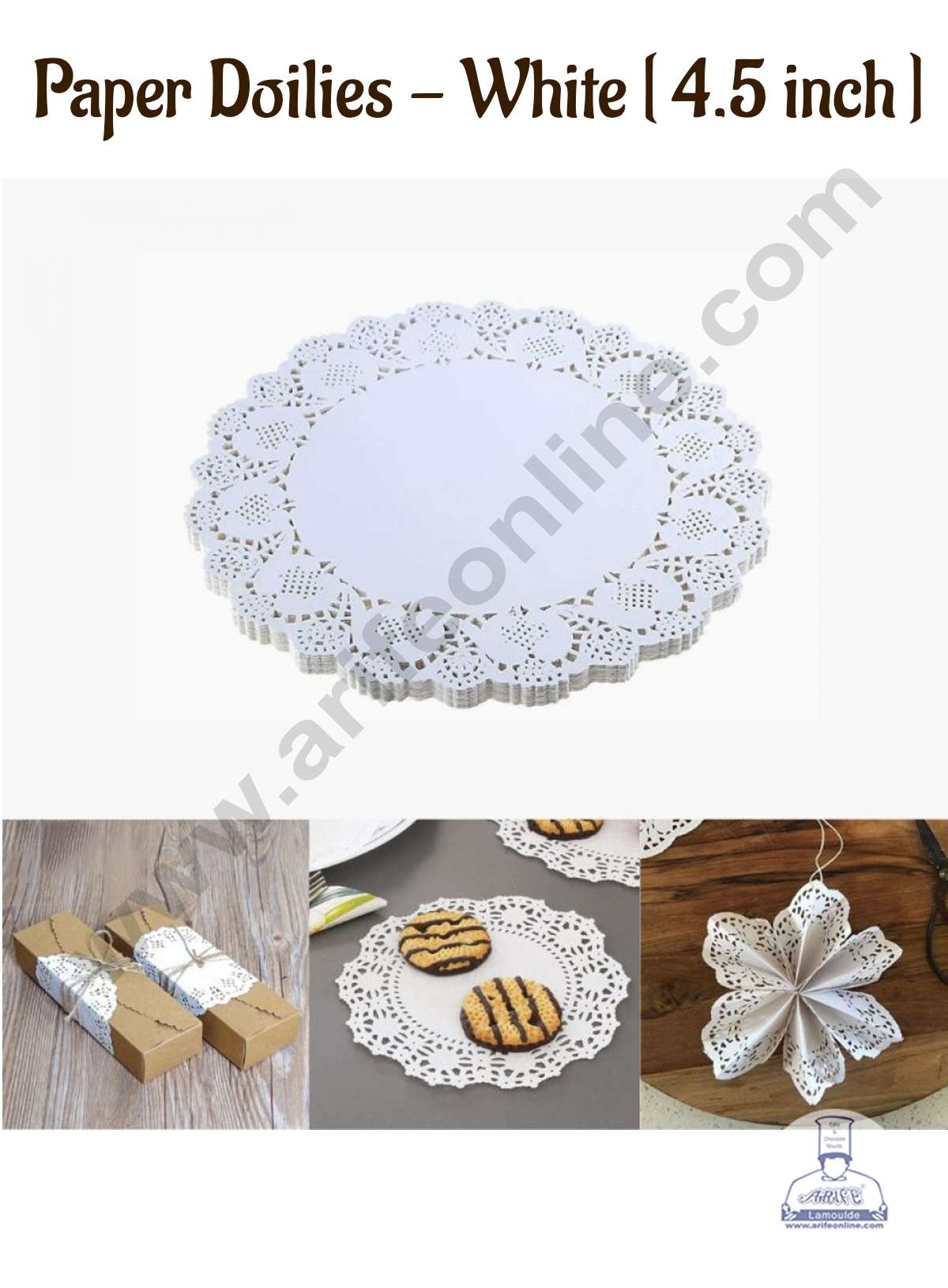 4.5 inch Paper Doilies | Round Placemats | Decorative Accessories | Disposable Paper Mats - White (100 pcs Pack) (MOQ 12 PACK)