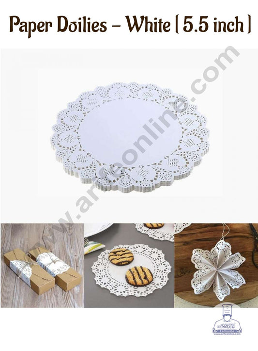 5.5 inch Paper Doilies | Round Placemats | Decorative Accessories | Disposable Paper Mats - White (100 pcs Pack) (MOQ 12 PACK)