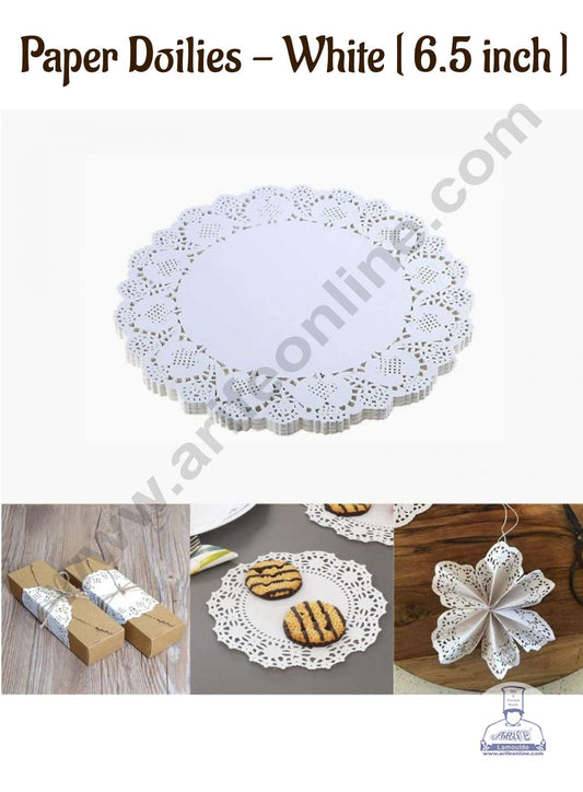 6.5 inch Paper Doilies | Round Placemats | Decorative Accessories | Disposable Paper Mats - White (100 pcs Pack) (MOQ 12 PACK)