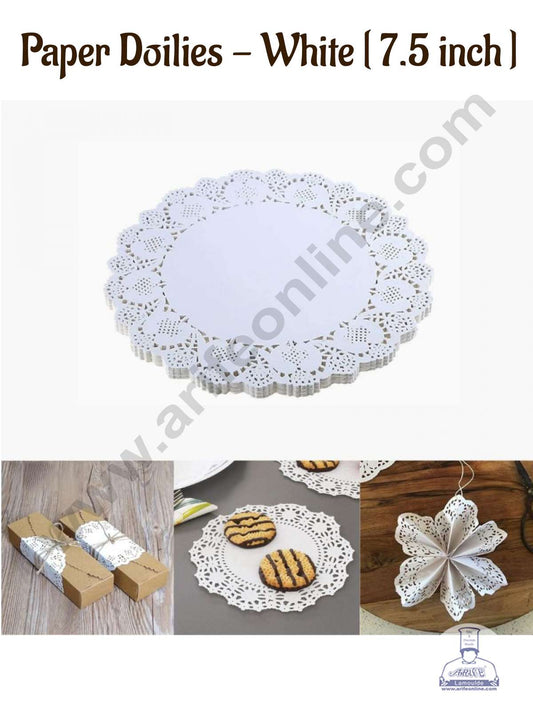 7.5 inch Paper Doilies | Round Placemats | Decorative Accessories | Disposable Paper Mats - White (100 pcs Pack) (MOQ 12 PACK)