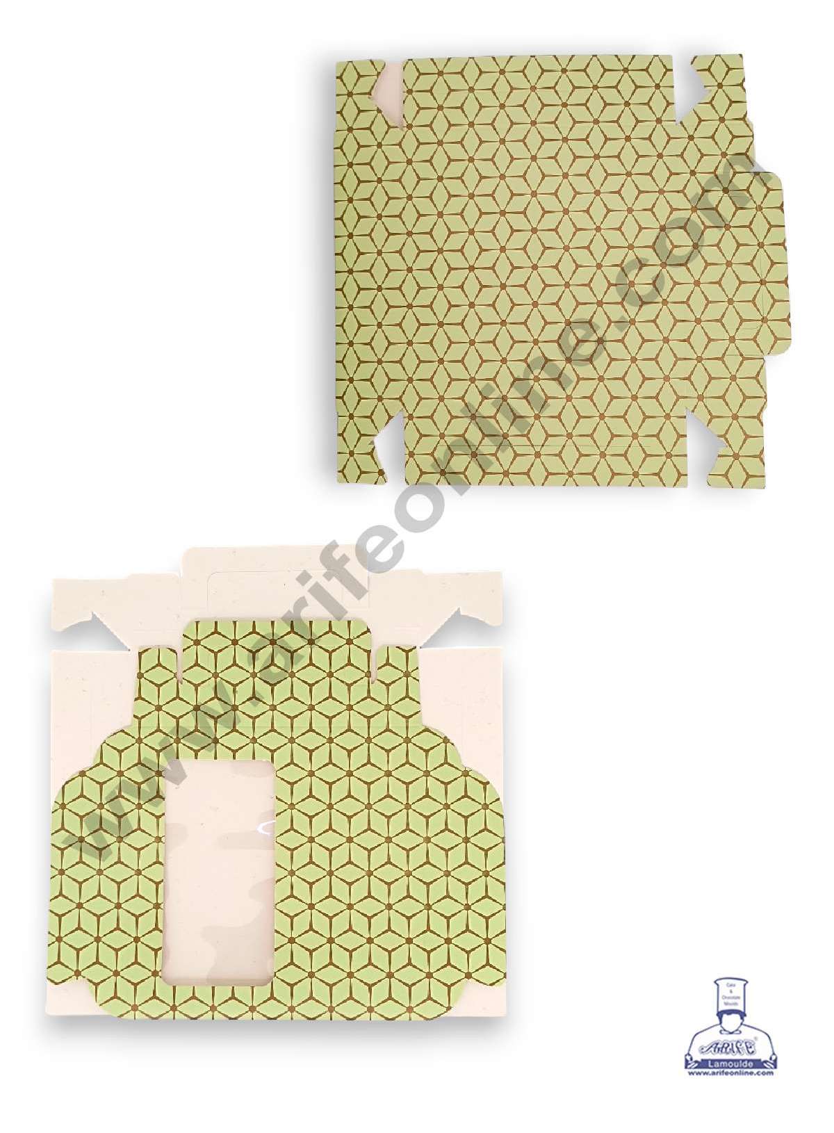9 Cavity 3D Cube Print Chocolate Box with Cavity, Clear Window & Handle ( 10 Piece Pack ) - Pastel Green (MOQ 12 PACK) (ARD)