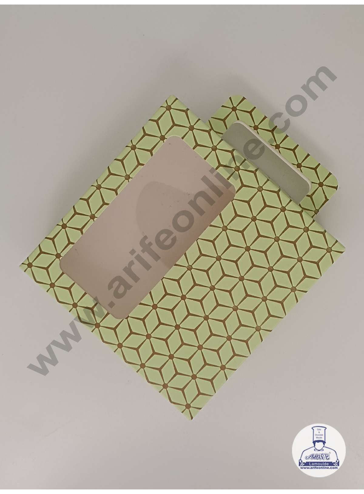 9 Cavity 3D Cube Print Chocolate Box with Cavity, Clear Window & Handle ( 10 Piece Pack ) - Pastel Green (MOQ 12 PACK) (ARD)