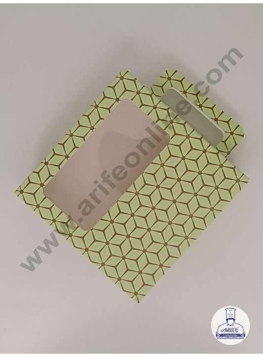 9 Cavity 3D Cube Print Chocolate Box with Cavity, Clear Window & Handle ( 10 Piece Pack ) - Pastel Green (MOQ 12 PACK) (ARD)