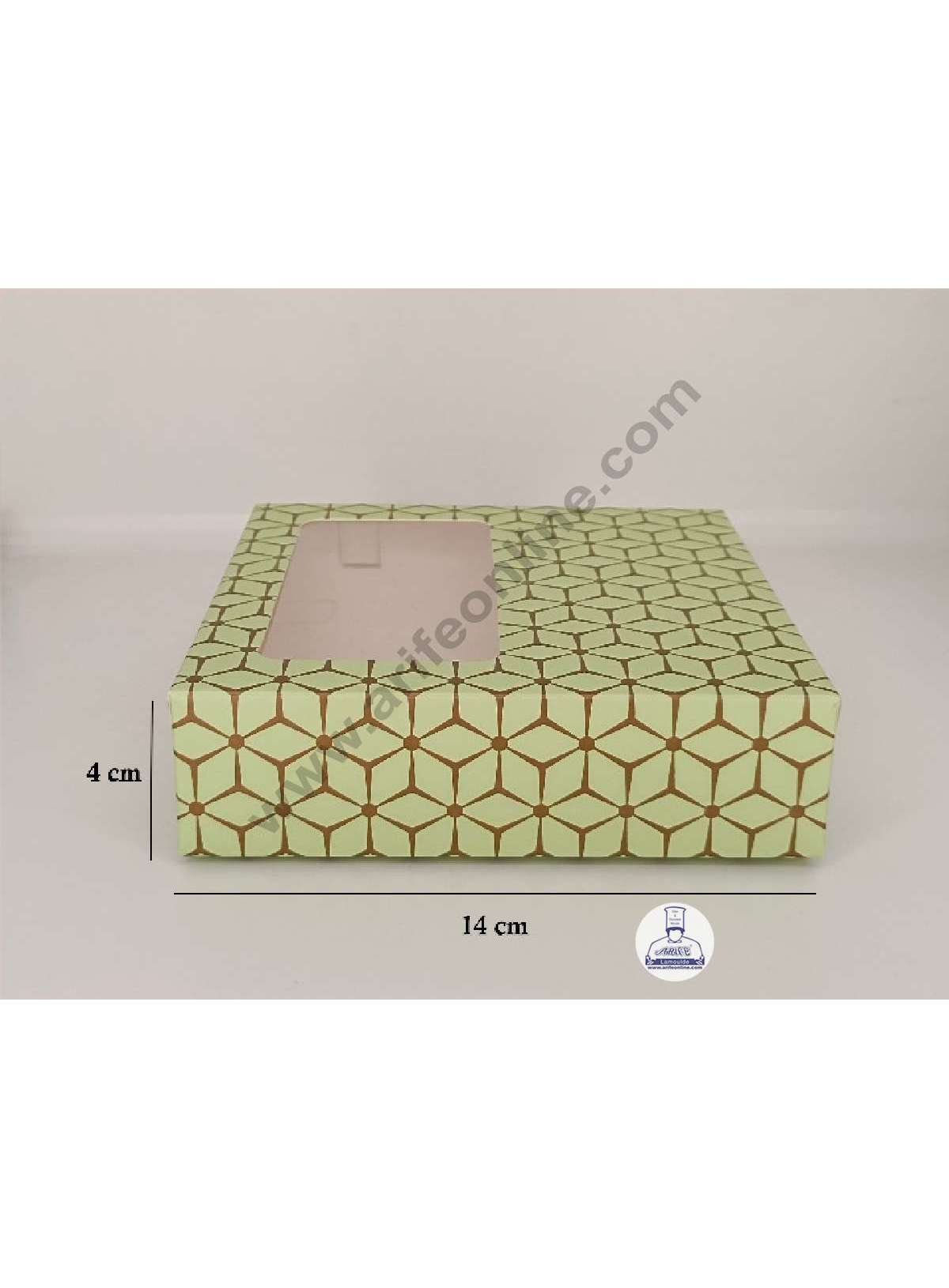 9 Cavity 3D Cube Print Chocolate Box with Cavity, Clear Window & Handle ( 10 Piece Pack ) - Pastel Green (MOQ 12 PACK) (ARD)