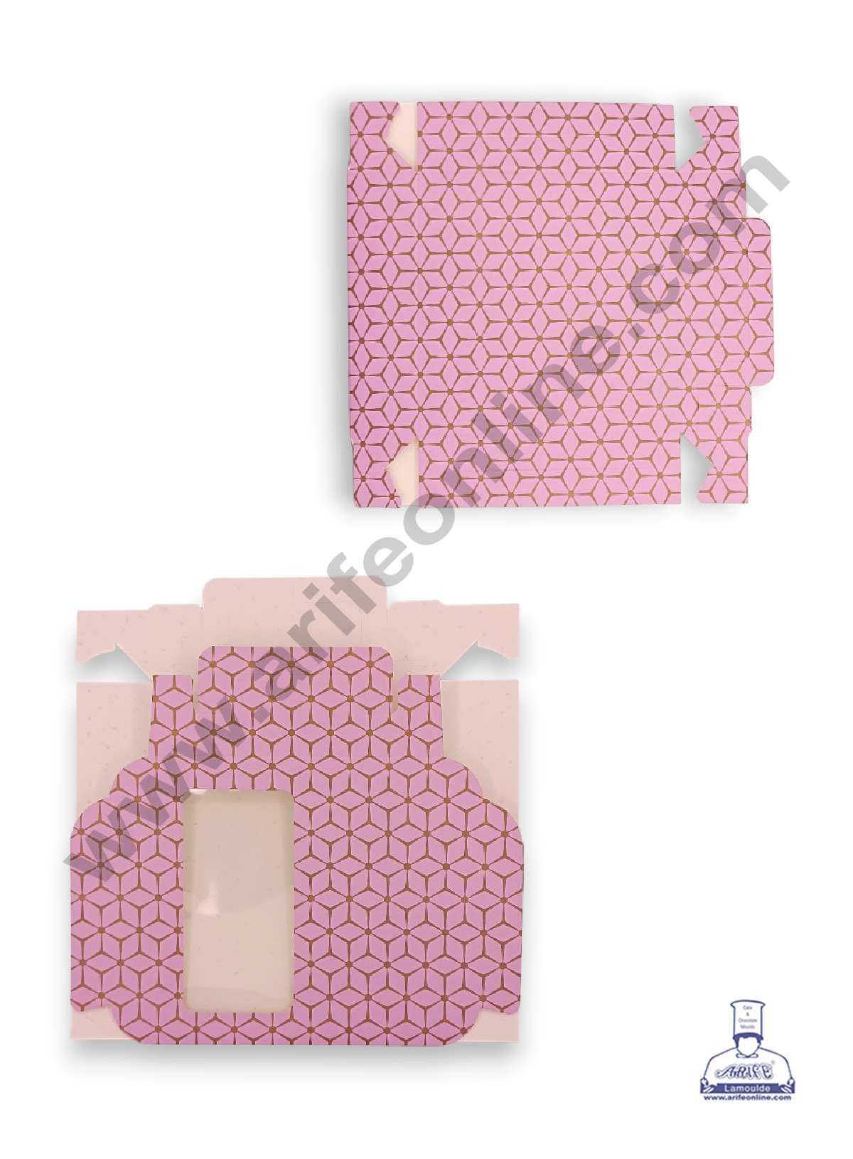9 Cavity 3D Cube Print Chocolate Box with Cavity,  Clear Window & Handle ( 10 Piece Pack ) - Pastel Purple (MOQ 12 PACK) (ARD)