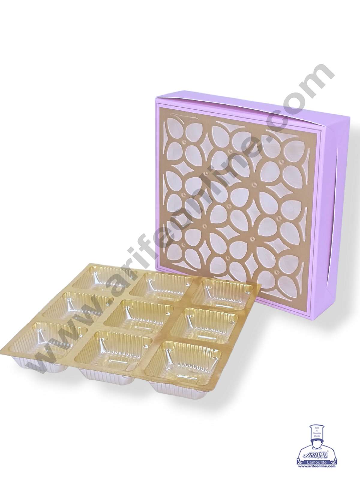 9 Cavity Chocolate Box with Cavity & Cutout Window Without Handle ( 10 Piece Pack ) - Light Purple (MOQ 12 PCK) (AID)