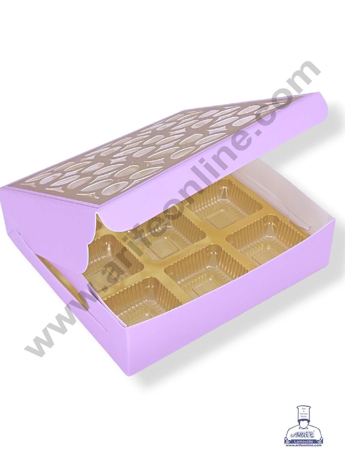 9 Cavity Chocolate Box with Cavity & Cutout Window Without Handle ( 10 Piece Pack ) - Light Purple (MOQ 12 PCK) (AID)