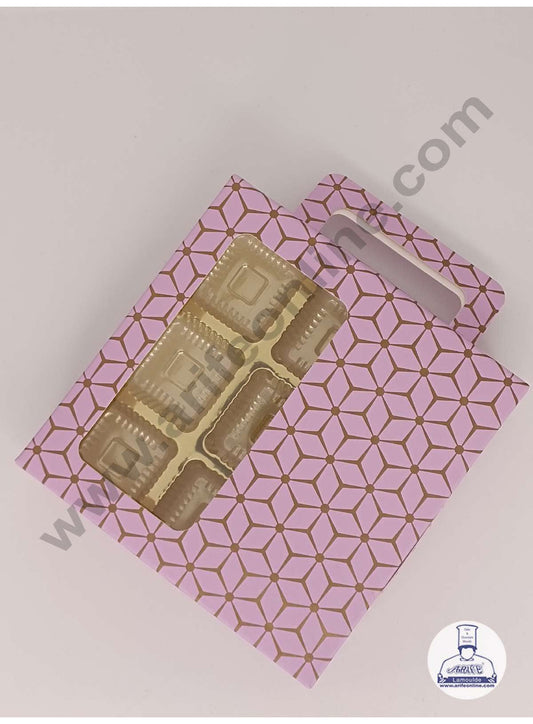 9 Cavity 3D Cube Print Chocolate Box with Cavity,  Clear Window & Handle ( 10 Piece Pack ) - Pastel Purple (MOQ 12 PACK) (ARD)