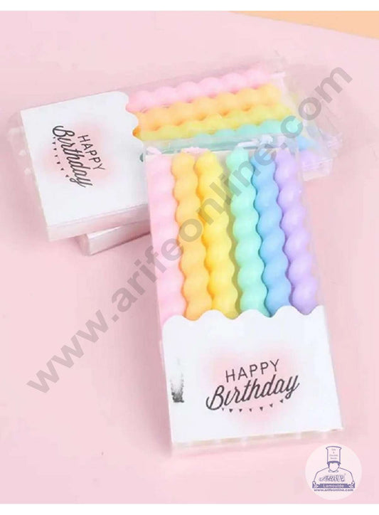 Pastel Color Twist Sprial Candles with Stand for Party Decoration for Cake and Cupcake (Set of 6 Pc) (MOQ 12 SET)