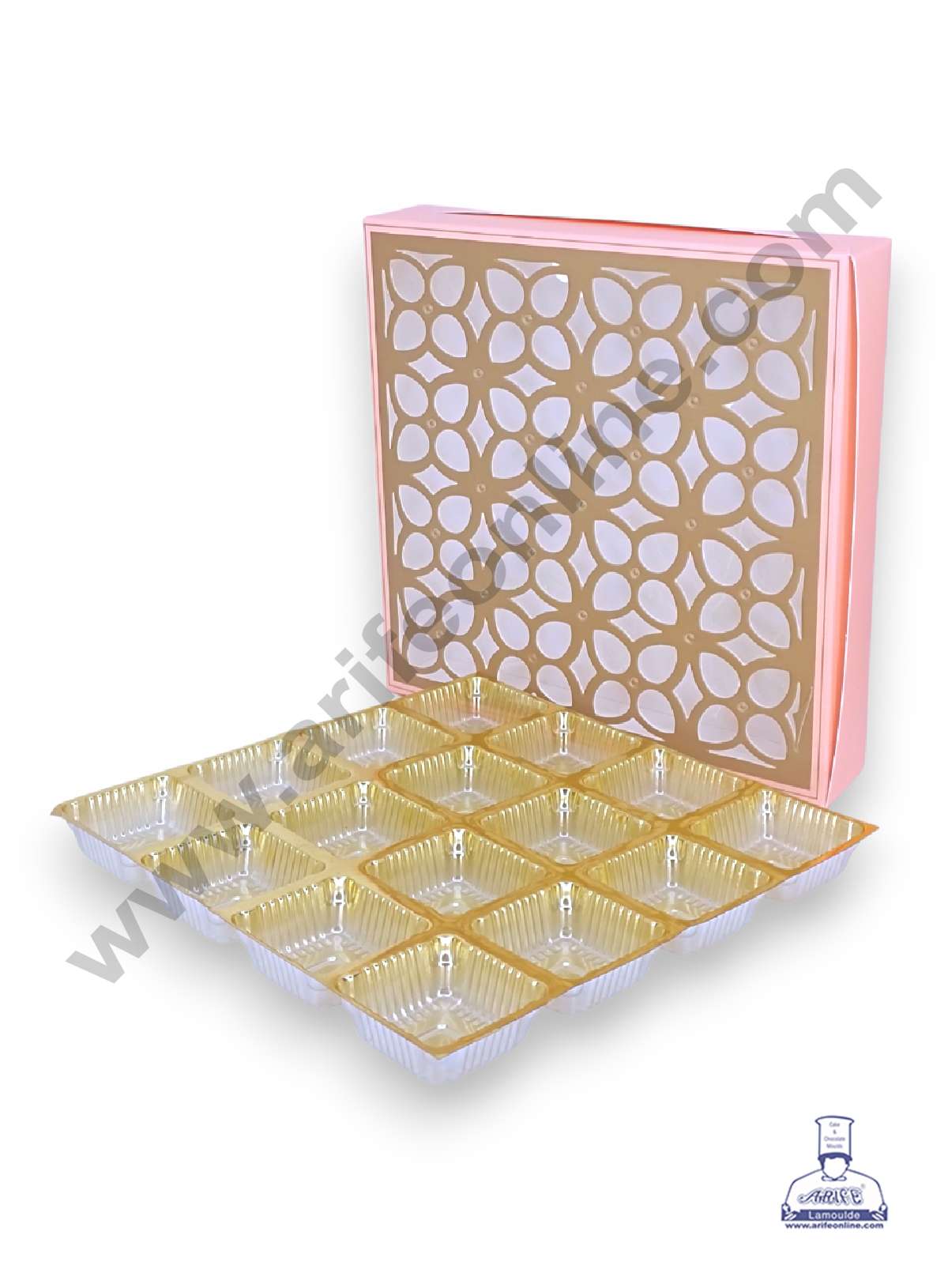 16 Cavity Chocolate Box with Cavity & Cutout Window Without Handle ( 10 Piece Pack ) - Peach (MOQ 12 PACK) (RDD)