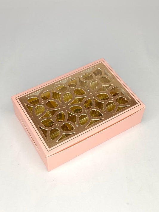 6 Cavity Chocolate Box with Cavity & Cutout Window Without Handle ( 10 Piece Pack ) - Peach (MOQ 12 PCK) (ADD)