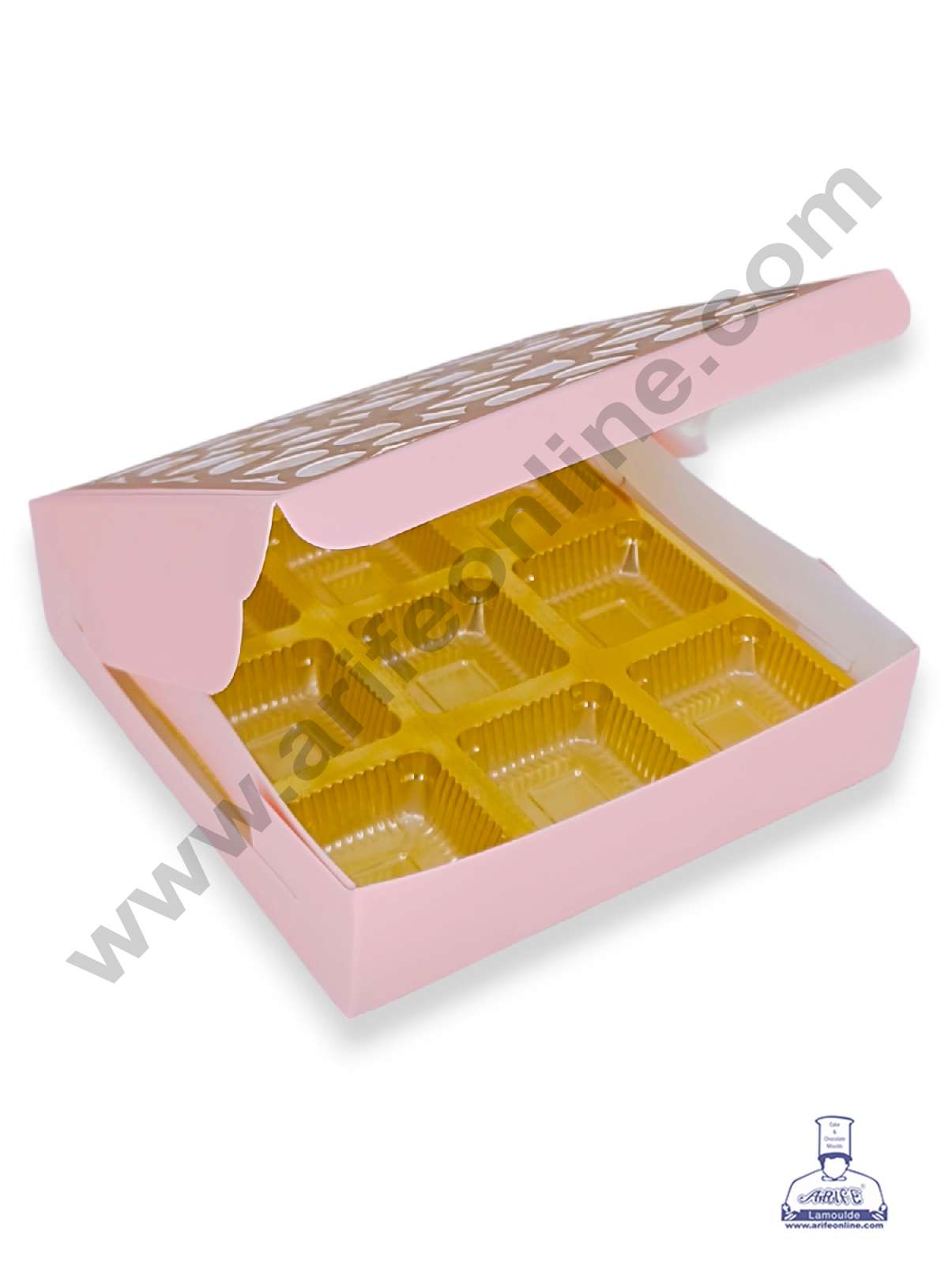 9 Cavity Chocolate Box with Cavity & Cutout Window Without Handle ( 10 Piece Pack ) - Peach (MOQ 12 PCK) (AID)
