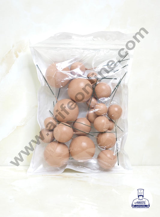 Matte Dark Pastel Peach Faux Ball Topper For Cake and Cupcake Decoration - 20 pcs Pack (MOQ 300 PACKET 1 CRTN) (IM)