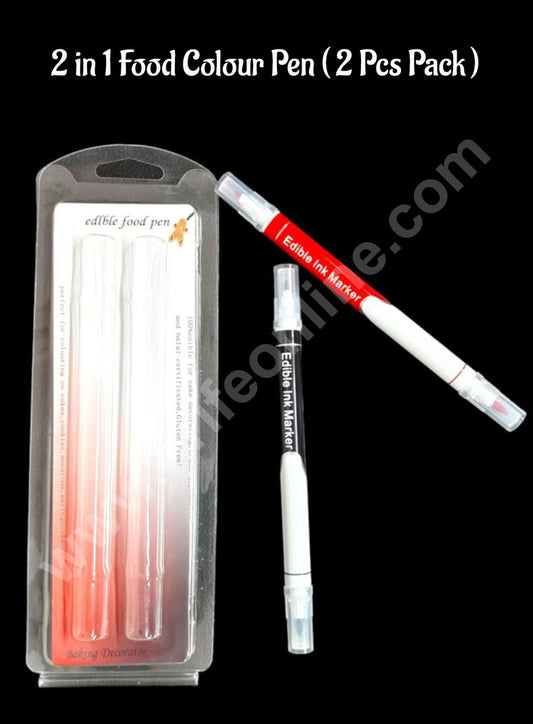 2 in 1 Edible Ink Coloring Marker Double-Sided - Set of 2pcs Red And Black (MOQ 12 PCS) (EE)