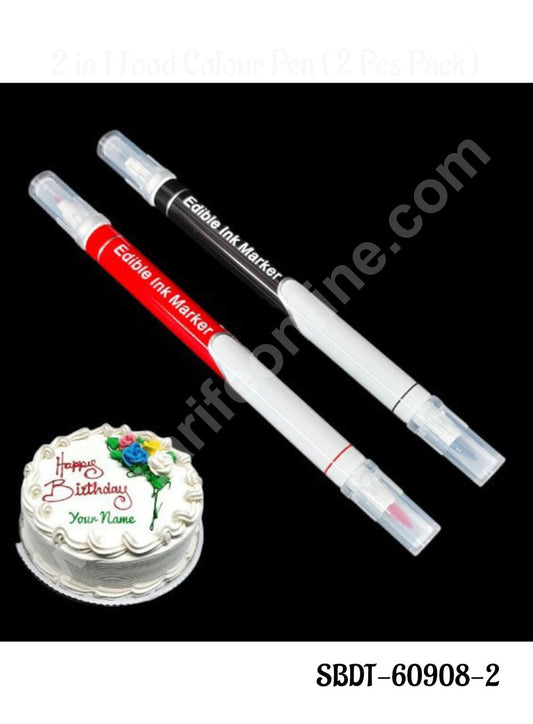 2 in 1 Edible Ink Coloring Marker Double-Sided - Set of 2pcs Red And Black (MOQ 12 PCS) (EE)