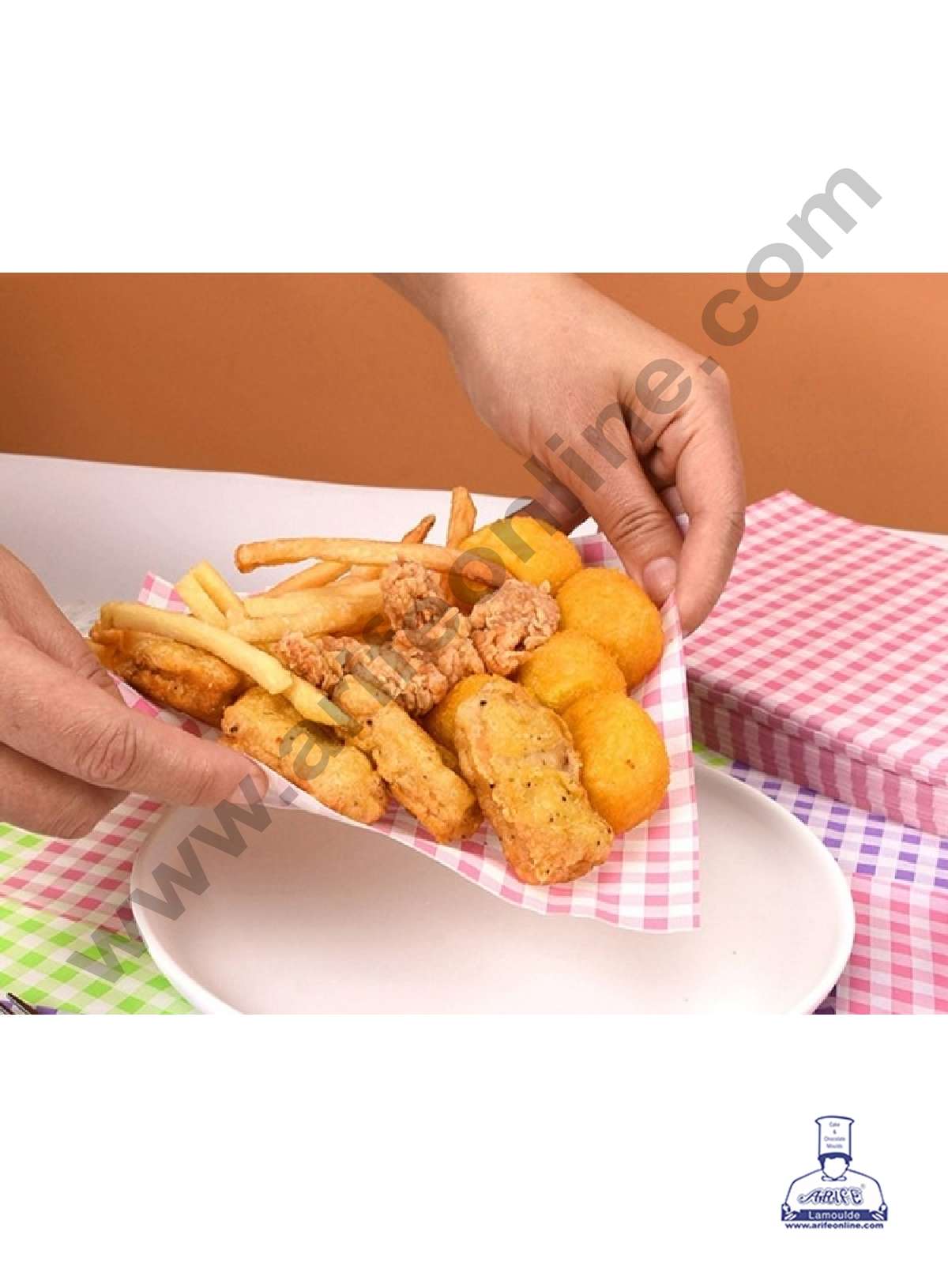 Printed Parchment Paper | Bento Box Liner | Grease Proof Paper | Wrap Paper - Pink Checks/Plaid Print (100 Sheets) (MOQ 20 PCKT)