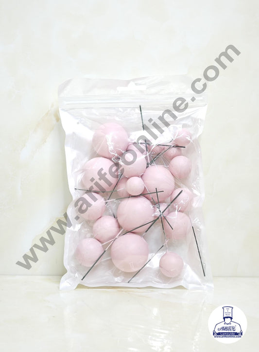 Matte Pastel Baby Pink Faux Ball Topper For Cake and Cupcake Decoration - 20 pcs Pack (MOQ 300 PACKET 1 CRTN) (IM)