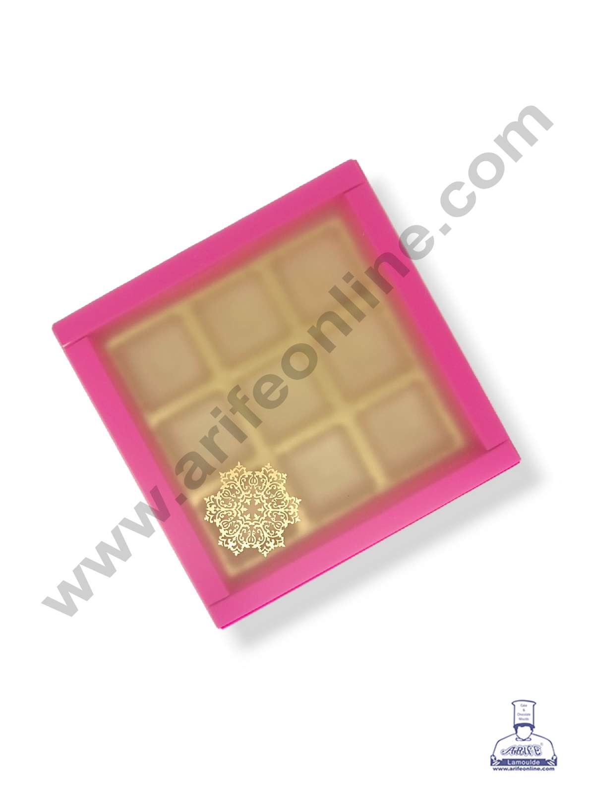 9 Cavity Chocolate Box with Sliding Cover & Cavity ( 10 Piece Pack ) - Pink (MOQ 12 PACK) (RED)