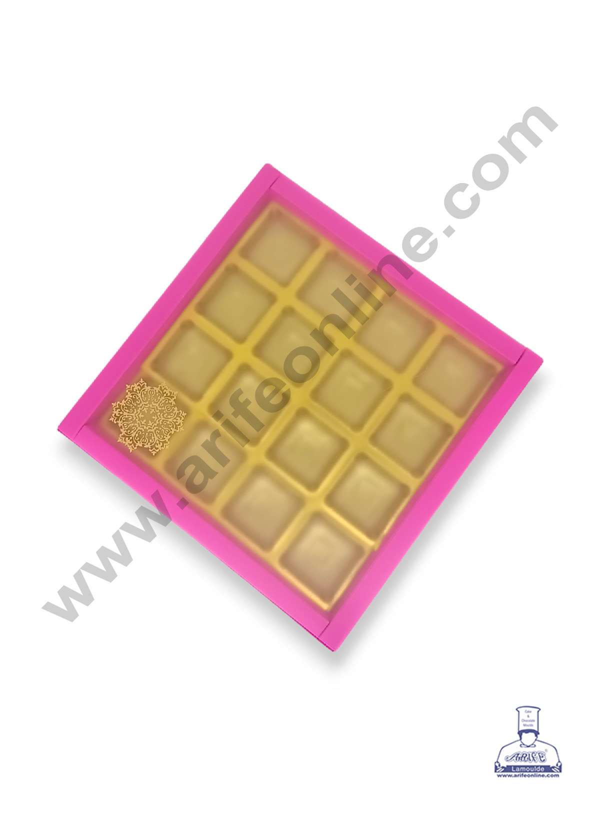 16 Cavity Chocolate Box with Sliding Cover & Cavity ( 10 Piece Pack ) - Pink (MOQ 12 PACK) (IDD)