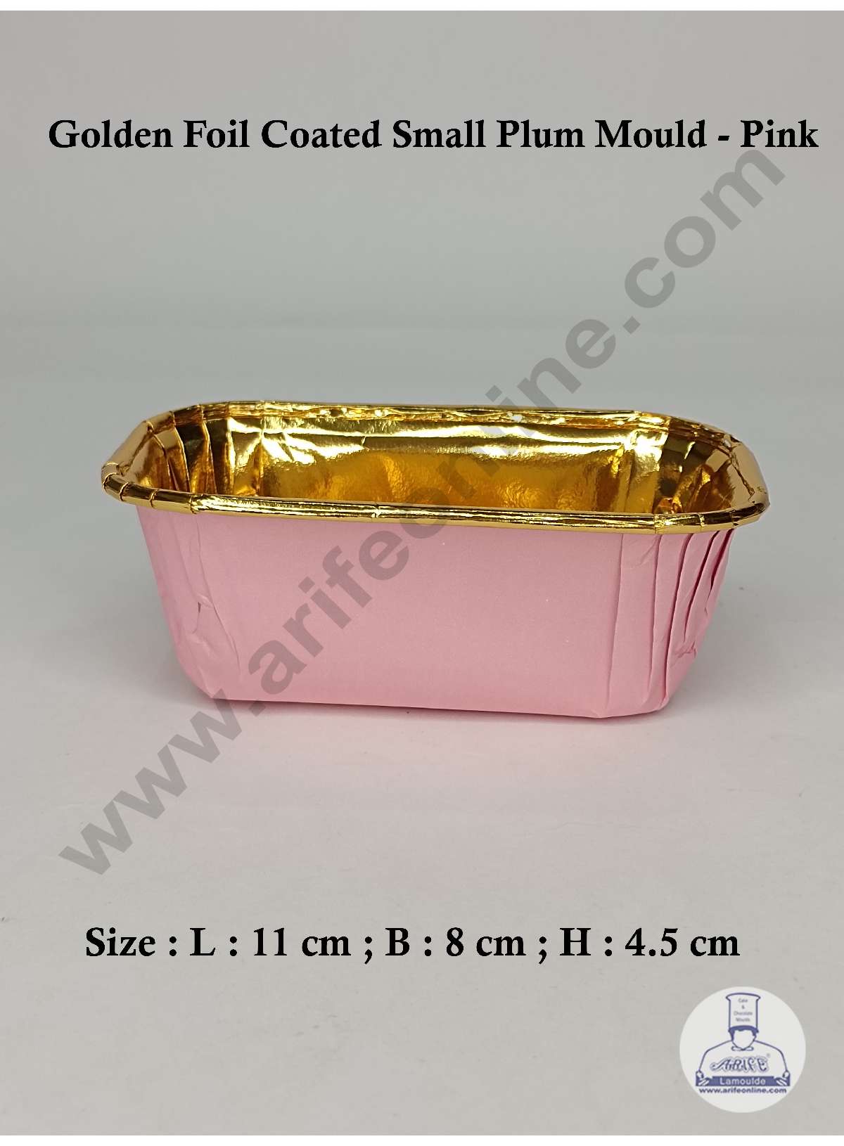 Small Golden Foil Coated Pink Paper Bake and Serve Plum Cake Mold (MOQ 100 PCS)