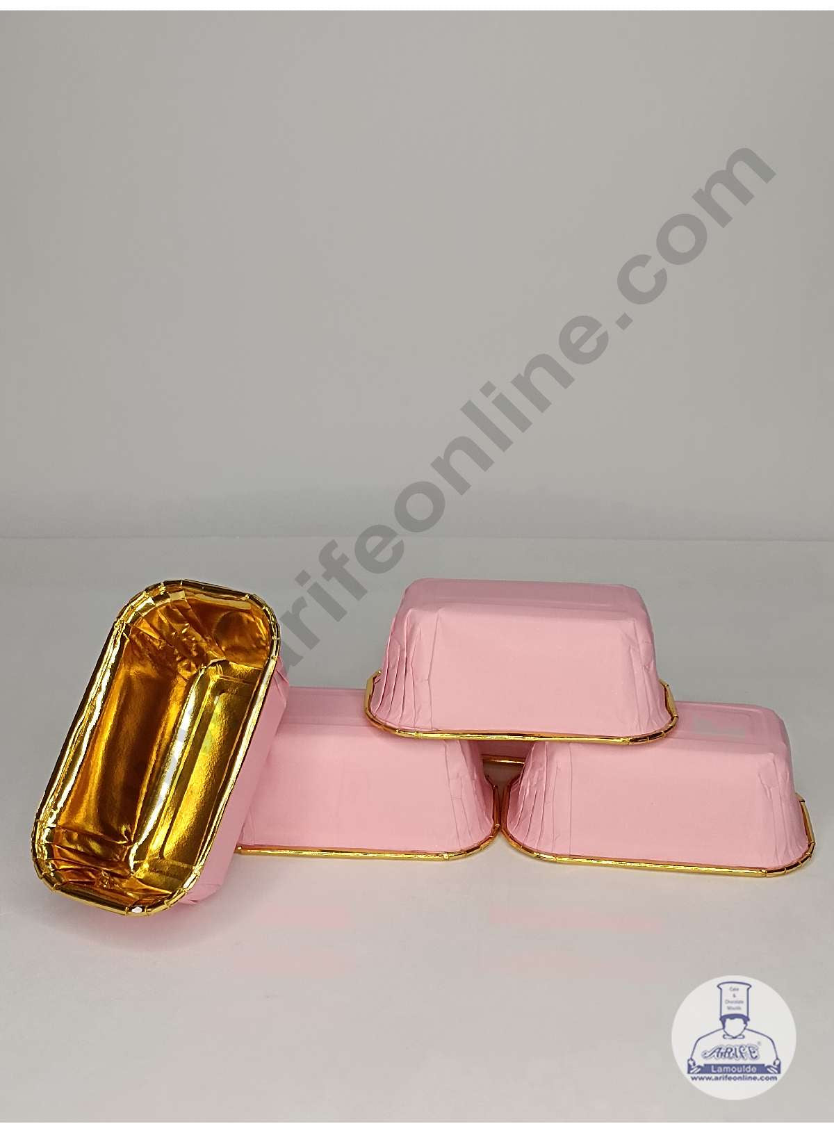 Small Golden Foil Coated Pink Paper Bake and Serve Plum Cake Mold (MOQ 100 PCS)