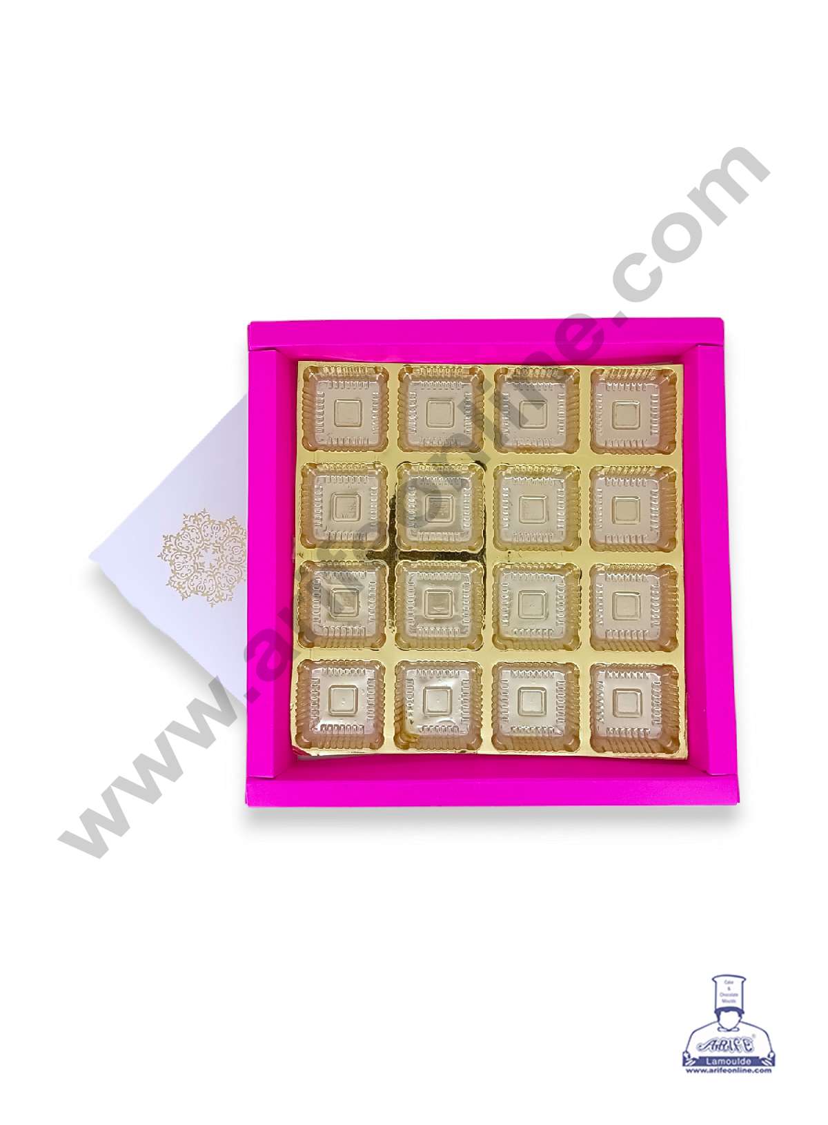 16 Cavity Chocolate Box with Sliding Cover & Cavity ( 10 Piece Pack ) - Pink (MOQ 12 PACK) (IDD)