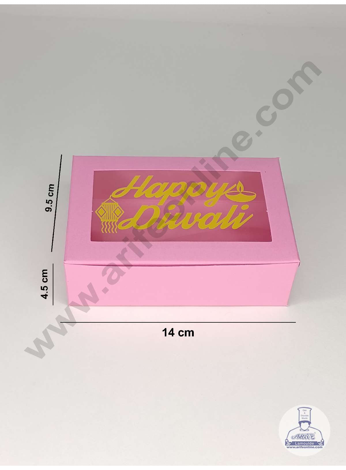 6 Cavity Pink Chocolate Box with Happy Diwali Print on Clear Window & Cavity ( 10 Piece Pack ) - Pink (MOQ 12 PACK) (OD)