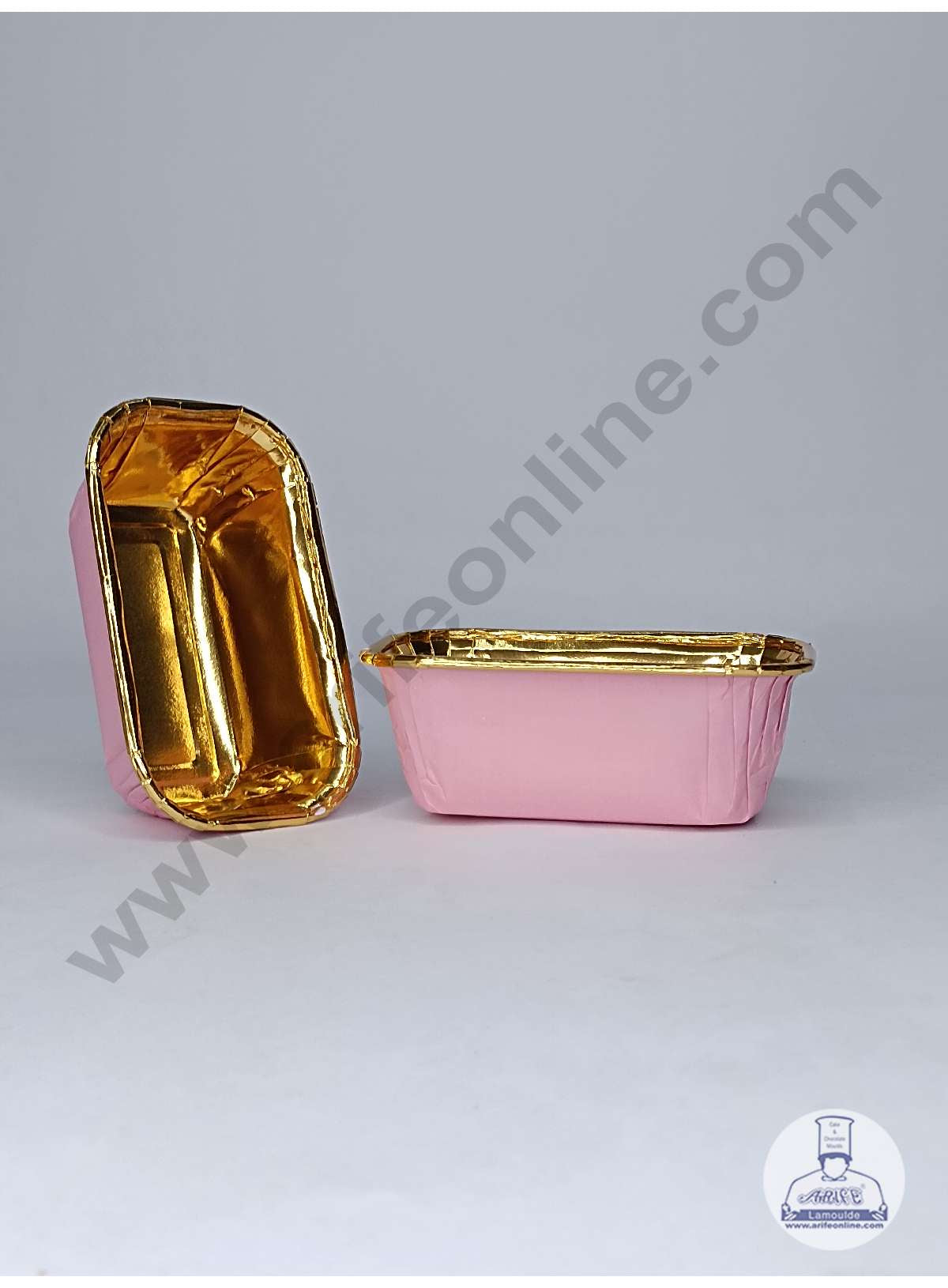 Small Golden Foil Coated Pink Paper Bake and Serve Plum Cake Mold (MOQ 100 PCS)