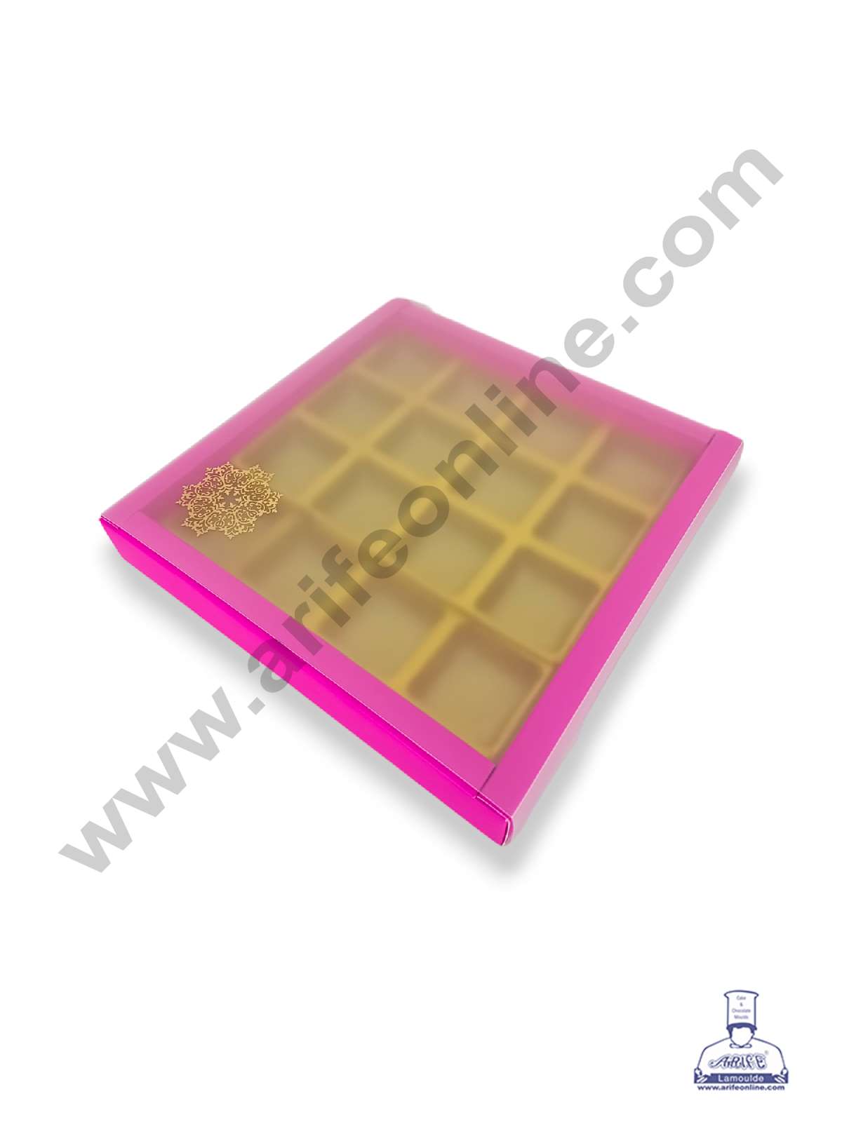 16 Cavity Chocolate Box with Sliding Cover & Cavity ( 10 Piece Pack ) - Pink (MOQ 12 PACK) (IDD)