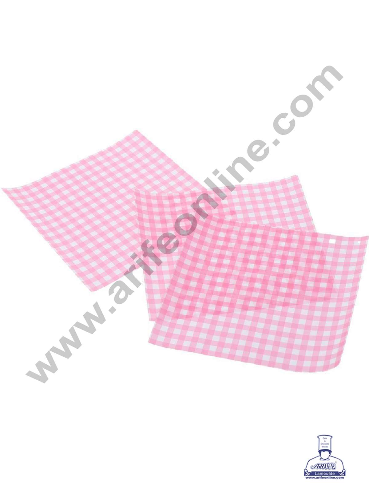 Printed Parchment Paper | Bento Box Liner | Grease Proof Paper | Wrap Paper - Pink Checks/Plaid Print (100 Sheets) (MOQ 20 PCKT)