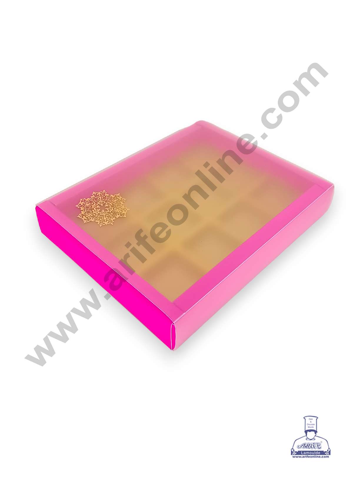 12 Cavity Chocolate Box with Sliding Cover & Cavity ( 10 Piece Pack ) - Pink (MOQ 12 PACK) (RUD)