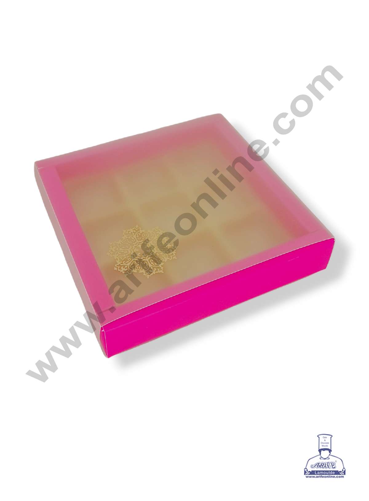 9 Cavity Chocolate Box with Sliding Cover & Cavity ( 10 Piece Pack ) - Pink (MOQ 12 PACK) (RED)