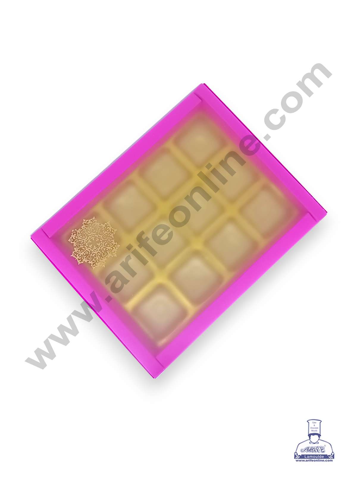 12 Cavity Chocolate Box with Sliding Cover & Cavity ( 10 Piece Pack ) - Pink (MOQ 12 PACK) (RUD)