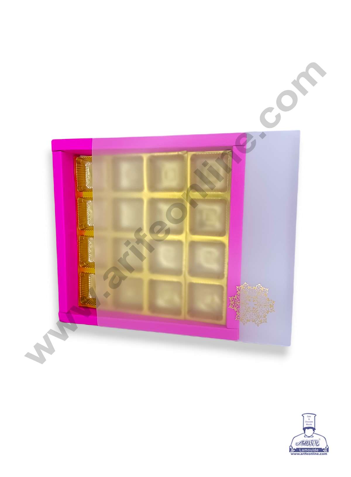 16 Cavity Chocolate Box with Sliding Cover & Cavity ( 10 Piece Pack ) - Pink (MOQ 12 PACK) (IDD)