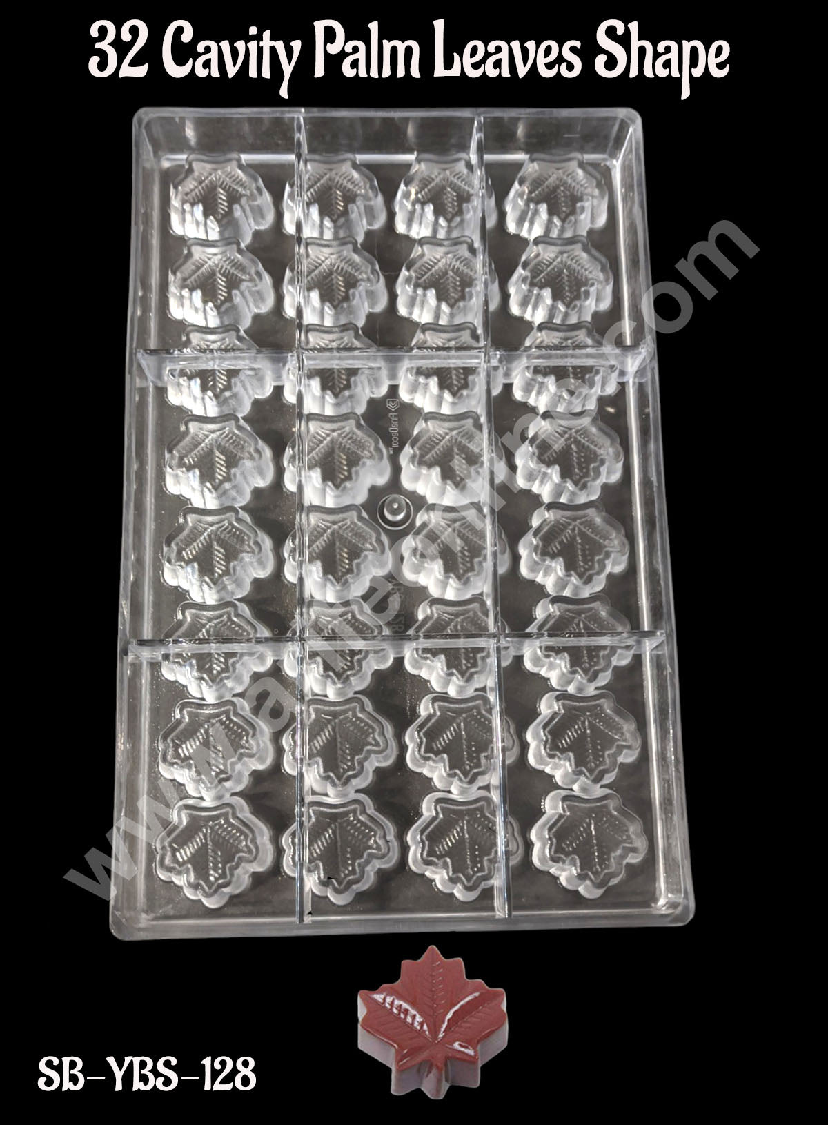 32 Cavity Maple Leaf Shape Polycarbonate Chocolate Mold - ( YBS-128 ) (MOQ 12 PCS) (RRD)