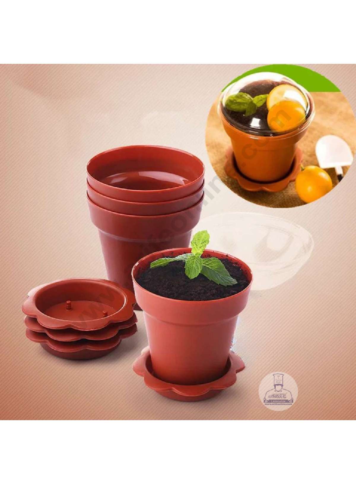 Flower Pot Shape Mousse Cups with Lids | Dessert Cups | Pudding Cups | Mini Parfait Cups (MOQ 500 PCS) (AR.5)