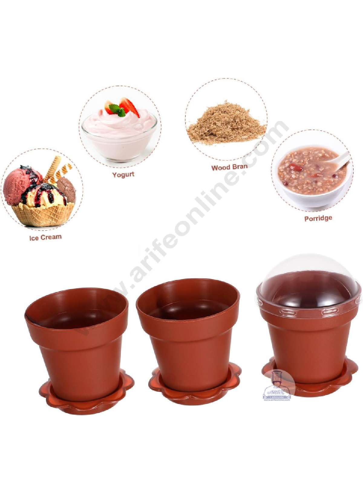 Flower Pot Shape Mousse Cups with Lids | Dessert Cups | Pudding Cups | Mini Parfait Cups (MOQ 500 PCS) (AR.5)